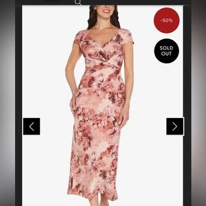 Adrianna Papell Pink Floral Midi Wrap Dress